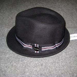 CALVIN KLEIN Black Fedora Hat S/M NWT